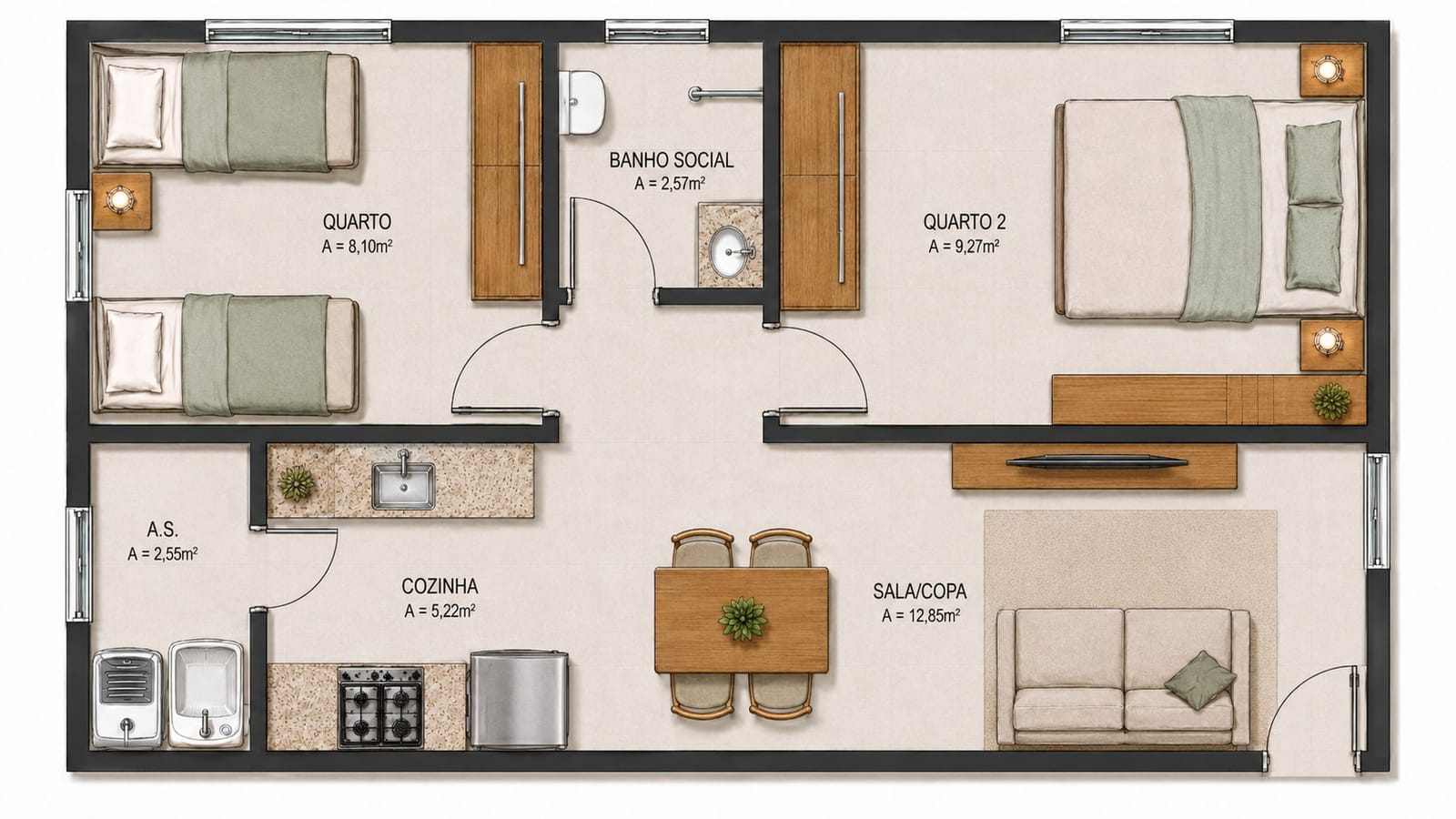 Planta Apartamento 2 quartos