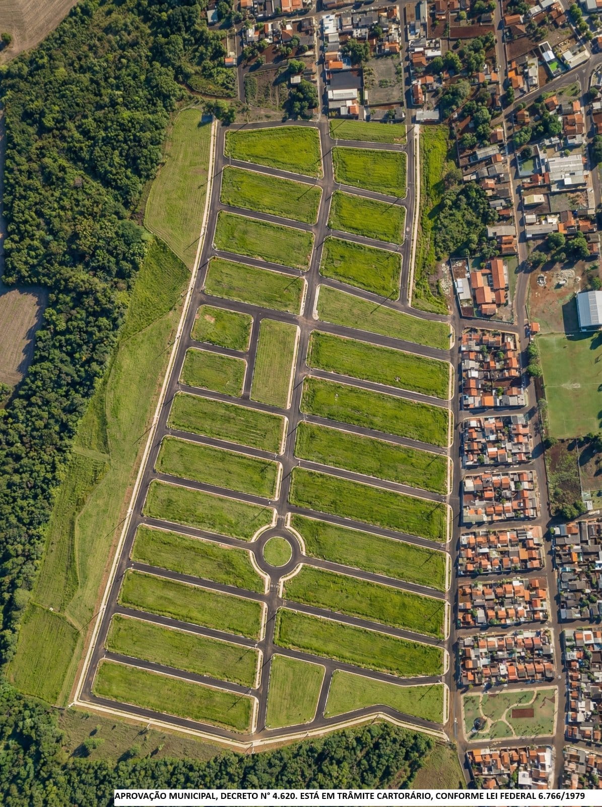 Vista aérea geral do loteamento — imagem ilustrativa